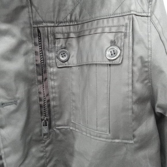 Mark Ecko Jacket Mens Medium Black Moto Wax Feel Cut & Sew Streetwear Biker - Picture 2 of 7